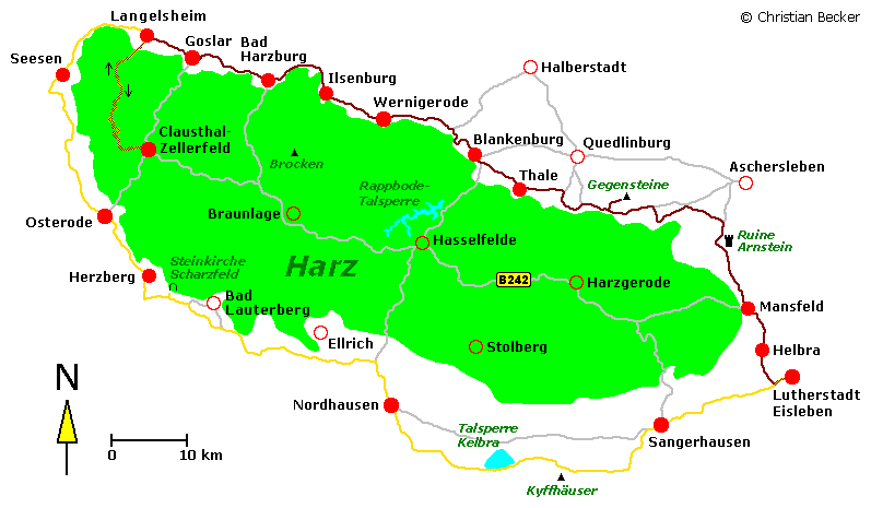 Harz Karte Landkarte : Karte Harz Deutschland | Kleve Landkarte